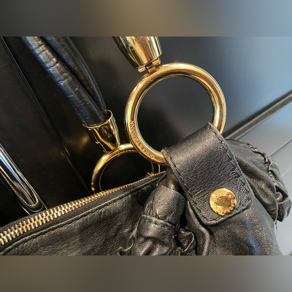 Dolce & Gabbana EUC Black Leather Bag with Heavy Gold Hardware - Picture 11 of 15